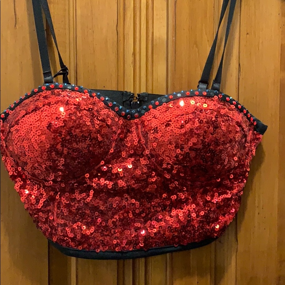 Sparkly sequin red crop top 32A -32B